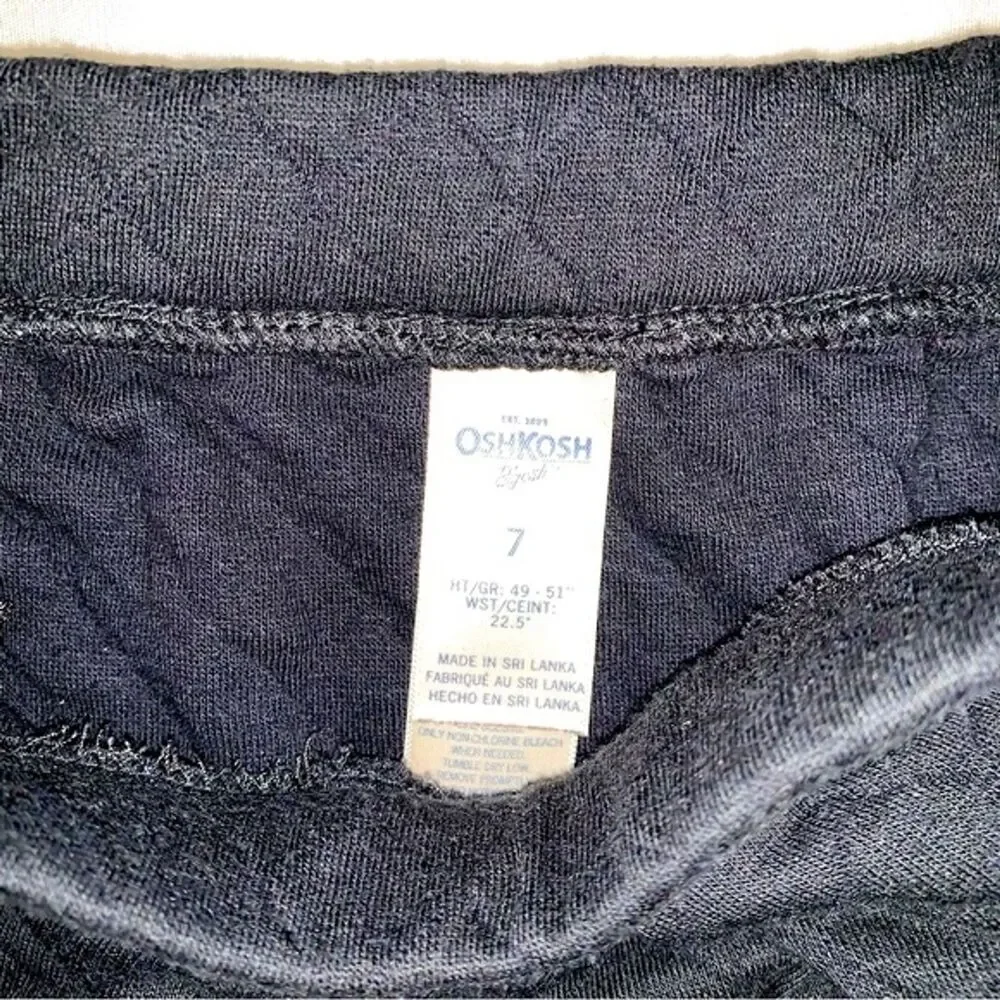 OshKosh Black Quilted Skirt Zipper Pleated Front Girl’s 7 Fall Preppy